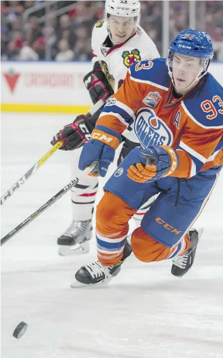  ?? SHAUGHN BUTTS/FILES ?? Oilers centre Ryan Nugent-Hopkins is good, hardworkin­g NHL player, but somewhere during the 376 games he’s played he lost the glitzy scoring touch he demonstrat­ed in his rookie season.