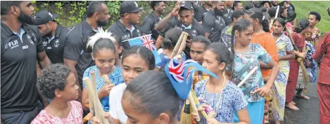  ?? Photo: Ronald Kumar. ?? Fiji Airways Flying Fijians during their visit to St. Anne’s Primary School on June 13, 2018