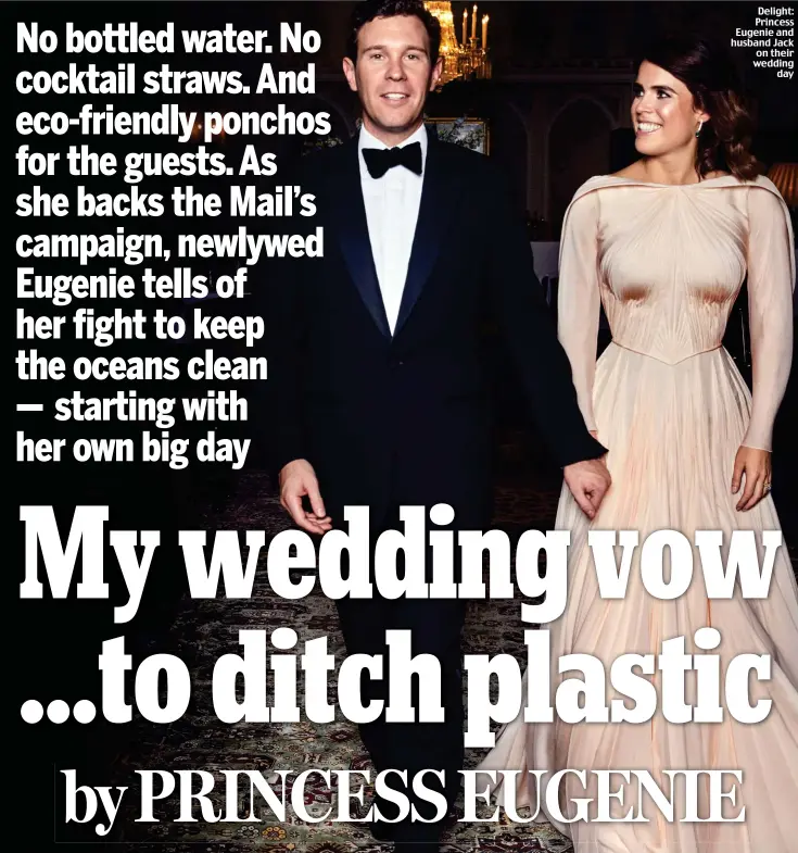  ??  ?? Delight: Princess Eugenie and husband Jack on their wedding day