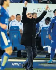  ?? Picture: EPA ?? LEICESTER JOY: Claudio Ranieri celebrates as his team beats Chelsea to top the league