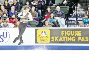  ?? — AFP photo ?? Nathan Chen of the USA performs in the Mens Short Program during day one of the ISU Grand Prix of Figure Skating Skate America at Angel of the Winds Arena on October 19, 2018 in Everett, Washington.