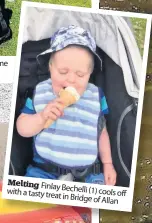  ??  ?? Ewan Anderson, from St Ninians catches some rays at King’s Park Melting Finlay Bechelli with a tasty (1) cools off treat in Bridge of Allan