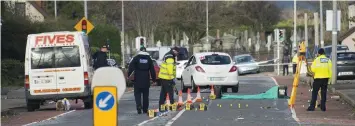  ??  ?? Robert McLoughlin (left) died after being struck by two cars in Dundalk (above). Photo: Ciara Wilkinson