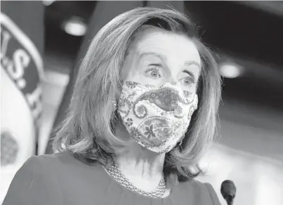  ?? YURI GRIPAS/ABACA PRESS ?? House Speaker Nancy Pelosi, D- Calif., speaks Thursday on Capitol Hill in Washington.