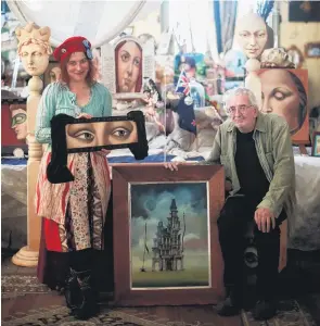  ?? PHOTO: REBECCA RYAN ?? For a good cause . . . Oamaru artists Donna Demente and Watts Davies are auctioning their work to raise money for the Christchur­ch Foundation’s ‘‘Our People Our City’’ fund, supporting those affected by the horrific events of March 15.