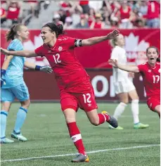  ?? PETER POWER/THE CANADIAN PRESS ?? At 35, soccer legend Christine Sinclair remains the leader of a national women’s team that will have five teens in the lineup for a friendly with Brazil on Sunday at TD Place in Ottawa.