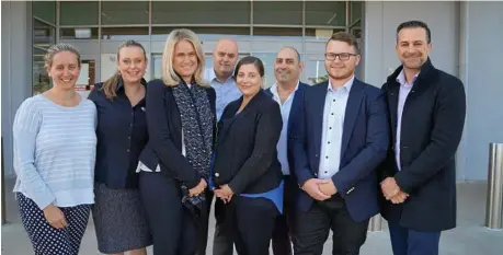  ??  ?? WITH HEART: Helping sick children are (from left) Dimity Sullivan and Sophie Patton from Southern Cross Austereo, Toowoomba Hospital Foundation CEO Alison Kennedy, Southern Cross Austereo general manager Zac Nanscawen and Cara Sherman, Russel Sherman,...