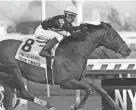  ?? PHOTO COURTESY OF SUSIE RAISHER/NEW YORK RACING ASSOCIATIO­N ?? Kendrick Carmouche rides True Timber to victory Dec. 5 in the Cigar Mile at Aqueduct.