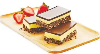  ??  ?? The Nanaimo bar is an ultimate Christmas treat. Pick some up for an easy no-bake addition to a dessert platter. Mmfoodmark­et.com $16.