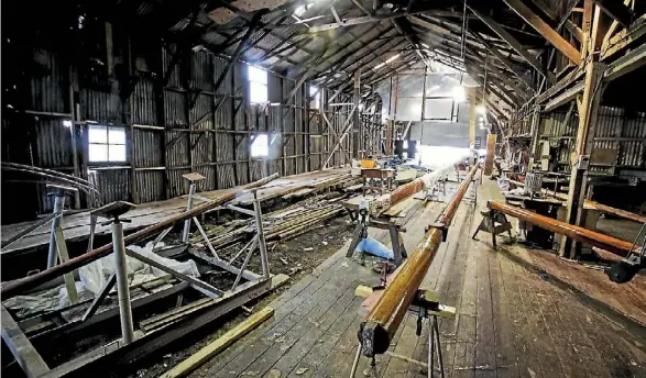  ?? LAWRENCE SMITH/STUFF ?? Auckland’s last standing wooden boat building facility, the 1937 Vos yard, will be restored.