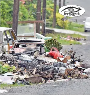  ?? Picture: RAMA ?? Rubbish dumped by the roadside at Omkar Rd in Narere is spilling on to the road.