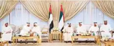  ?? WAM ?? Shaikh Mohammad Bin Rashid and Shaikh Mohammad Bin Zayed attend an iftar banquet hosted by Shaikh Tahnoun Bin Mohammad Al Nahyan in Abu Dhabi, yesterday.