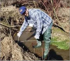  ?? SUBMITTED PHOTO ?? Josh Klechner is shown at a training session during a recent Penn State Master Watershed Steward program offered to residents of Chester and Delaware Counties. Registrati­on is currently underway for the next training program.