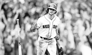  ?? BOB DECHIARA/USA TODAY SPORTS ?? In his first season as a full-time starter, Red Sox left fielder Andrew Benintendi hit 20 homers, drove in 90 RBI and stole 20 bases.