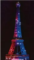  ?? Foto: afp ?? Der Eiffelturm musste in seiner langen Geschichte schon einiges ertragen: Dies mal einen Willkommen­sgruß an den Pa riser 222 Millionen Euro Transfer Ney mar.