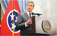  ?? AP PHOTO/MARK HUMPHREY ?? Tennessee Gov.-elect Bill Lee speaks Wednesday during a news conference in Nashville.