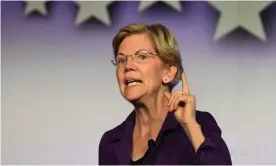  ??  ?? Elizabeth Warren speaks at the SEIU Unions for All Summit in Los Angeles. Photograph: Frederic J Brown/AFP via Getty Images