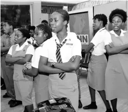  ?? PHOTOGRAPH­ER RUDOLPH BROWN/ ?? The Ardenne High Choir performing during the launch of the RJRGLEANER/Ardenne High School Mentorship/ Internship Programme at Broadcast House on Lyndhurst Road in St Andrew last Wednesday.
