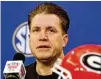  ?? CURTIS COMPTON/CCOMPTON@AJC.COM ?? While admitting what needs work, Georgia OC James Coley reaffirmed how solid he feels QB Jake Fromm has been.