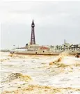  ??  ?? Storm Hector’s winds whipped the seas off Blackpool into a foamy frenzy