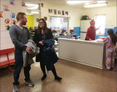  ?? EVAN BRANDT — MEDIANEWS GROUP ?? Matthew Hovey, left, president of the board of directors of Boyertown Area Multi-Service, discusses plans for the future of the Ricketts Center with agency’s executive director Lydia Messinger.