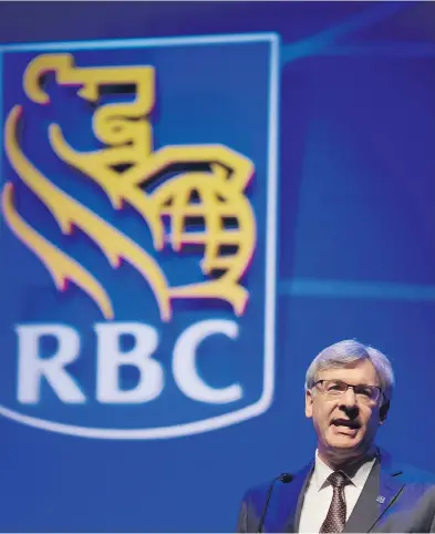  ?? PETER J. THOMPSON / NATIONAL POST ?? RBC President and CEO David Mckay called out the real estate market conditions in Toronto and Vancouver at the bank’s annual shareholde­rs meeting at Toronto’s Sony Centre on Thursday.