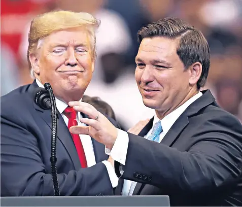  ?? ?? Donald Trump and Ron DeSantis, pictured at a rally for the Florida governor in 2019, could potentiall­y find themselves pitted against each other for the Republican presidenti­al nomination