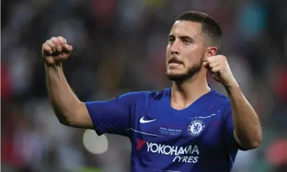  ?? Photograph: Etsuo Hara/Getty Images ?? Eden Hazard celebrates scoring his side’s third goal during the Europa League Final between Chelsea and Arsenal at Baku Olimpiya Stadionu.