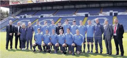  ??  ?? ●●Stockport County youngsters who have signed up for further education at Stockport College