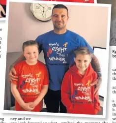  ??  ?? Kyan Ky Harris, aged 12, has started blogging about his cancer journey. Inset top, with mum Stacey and sister Esme and, below, be dad Robert and Esme