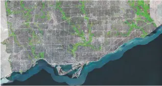  ??  ?? A Univeristy of Toronto map shows green ravines cover 17 per cent of the city