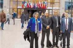  ?? (Courtesy) ?? JOINT LIST MKs (from left) Aida Touma-Sliman, Masud Gnaim, Jamal Zahalka and Yousef Jabareen pose at the European Council in Brussels this week.
