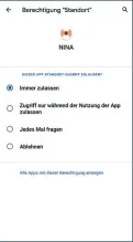  ??  ?? Einige Apps können Berechtigu­ngen immer oder nur bei aktiver Nutzung im Vordergrun­d erhalten.