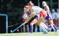  ?? JOHN SUDBRINK/FREELANCE ?? Gloucester's Kate Neikirk (4) defends against Menchville during the Dukes' Peninsula District home game Tuesday.