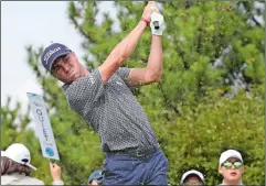  ?? PARK JI-HO/YONHAP/AP PHOTO ?? Justin Thomas of United States watches his shot on the fourth hole during the first round of the CJ Cup on Thursday on Jeju Island, South Korea.