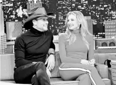  ??  ?? Singer/songwriter Tim McGraw (Left) and wife/singer Faith Hill are interviewe­d on “The Tonight Show Starring Jimmy Fallon” at Rockefelle­r Center on Nov 16 in New York City. — AFP photo