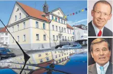  ?? FOTOS: DPA ?? Dicke Luft im Rathaus von Burladinge­n: Bürgermeis­ter Harry Ebert (rechts oben) hat sich mit dem Gemeindera­t überworfen. Trigema-Chef Wolfgang Grupp (rechts unten) bietet sich als Schlichter an.