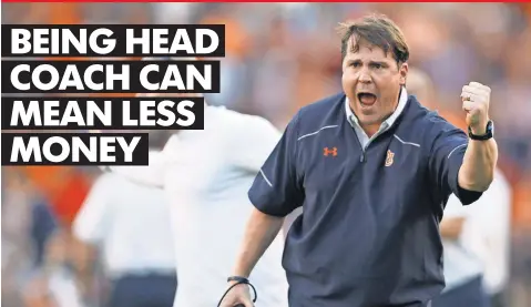  ?? JOHN REED, USA TODAY SPORTS ?? New South Carolina head coach Will Muschamp was the highest- paid assistant this season, making $ 1.6 million at Auburn.