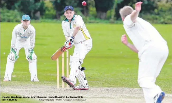  ?? Picture: Matthew Walker FM3998704 Buy this picture from kentonline.co.uk ?? Hunton Wanderers opener Andy Burnham made 31 against Lordswood 3rds last Saturday