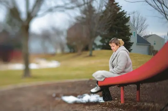  ?? ?? Lisa Eller, shown in January at a park near her Yorkville home, said she now has trouble trusting doctors, interferin­g with her care for advanced emphysema.