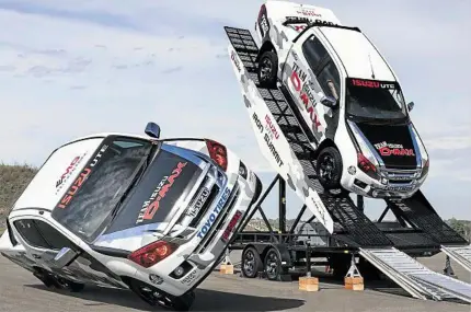  ?? PHOTO: CONTRIBUTE­D ?? THRILL RIDE: The Black’s Trucks Isuzu precision driving team and Toyo Tyres D-Max Iron Summit (right), as debuted at the Top Gear Festival, will be at the Heritage Bank Toowoomba Royal Show next week.