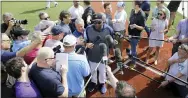  ?? JEFF ROBERSON — THE ASSOCIATED PRESS ?? Astros manager Dusty Baker is surrounded as he speaks to the media during on Thursday in West Palm Beach, Fla.