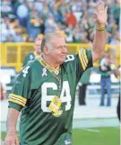  ?? USA TODAY NETWORK-WISCONSIN ?? Green Bay Packers great Jerry Kramer is introduced at halftime during the Packers game at Lambeau Field on Oct. 2, 2011. Kramer is a senior finalist for the Pro Football Hall of Fame Class of 2018.
