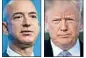  ??  ?? President Trump, right, has attacked Amazon CEO Jeff Bezos, saying the retailer needs to pay more taxes.