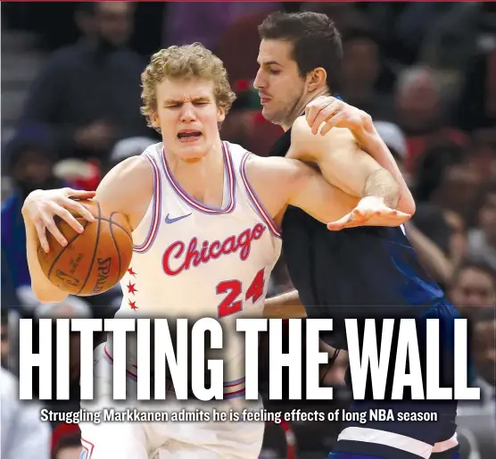  ?? | GETTY IMAGES ?? Bulls rookie forward Lauri Markkanen is shooting 37 percent from the field and 15 percent from three- point range since returning from the birth of his son.