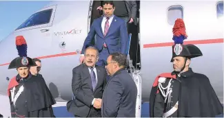 ?? F.E. ?? El presidente Danilo Medina es recibido en el Aeropuerto Militar de Ciampino.