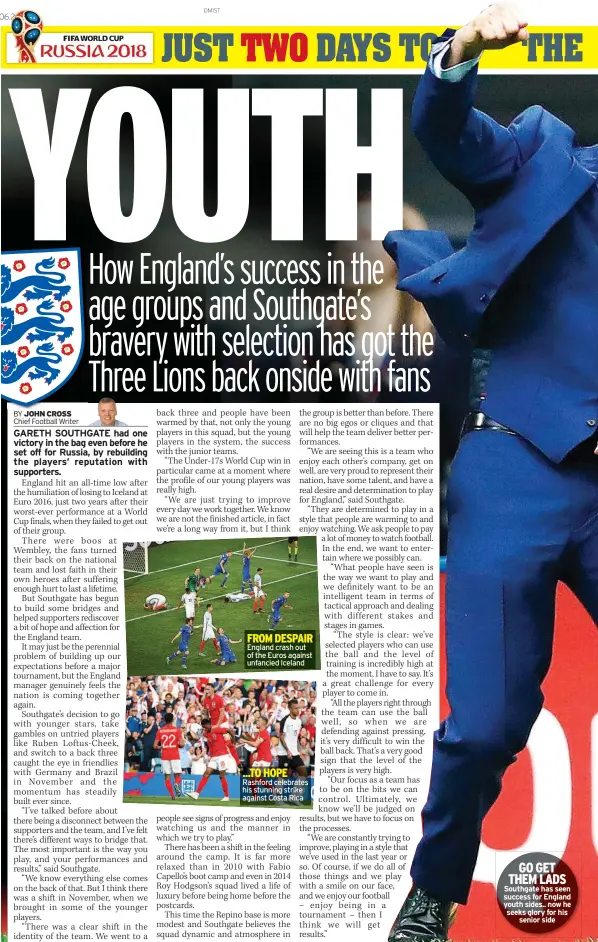  ??  ?? GO GET THEM LADS Southgate has seen success for England youth sides.. now he seeks glory for his senior side