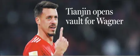  ?? AP ?? Sandro Wagner gestures during a December Bundesliga match between Bayern Munich and Nuremberg.