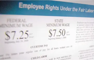  ?? MARLA BROSE/JOURNAL ?? The state’s current minimum wage is $7.50, but an increase will be discussed in this year’s session.