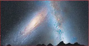  ?? ISITHOMBE NGABE: NASA ?? LAPHA kukhonjisw­a ukuthi kuyokwenze­ka kanjani ukungqubuz­ana kukamaxhob­ela uMilky Way nenkunzima­langa i-Andromeda.